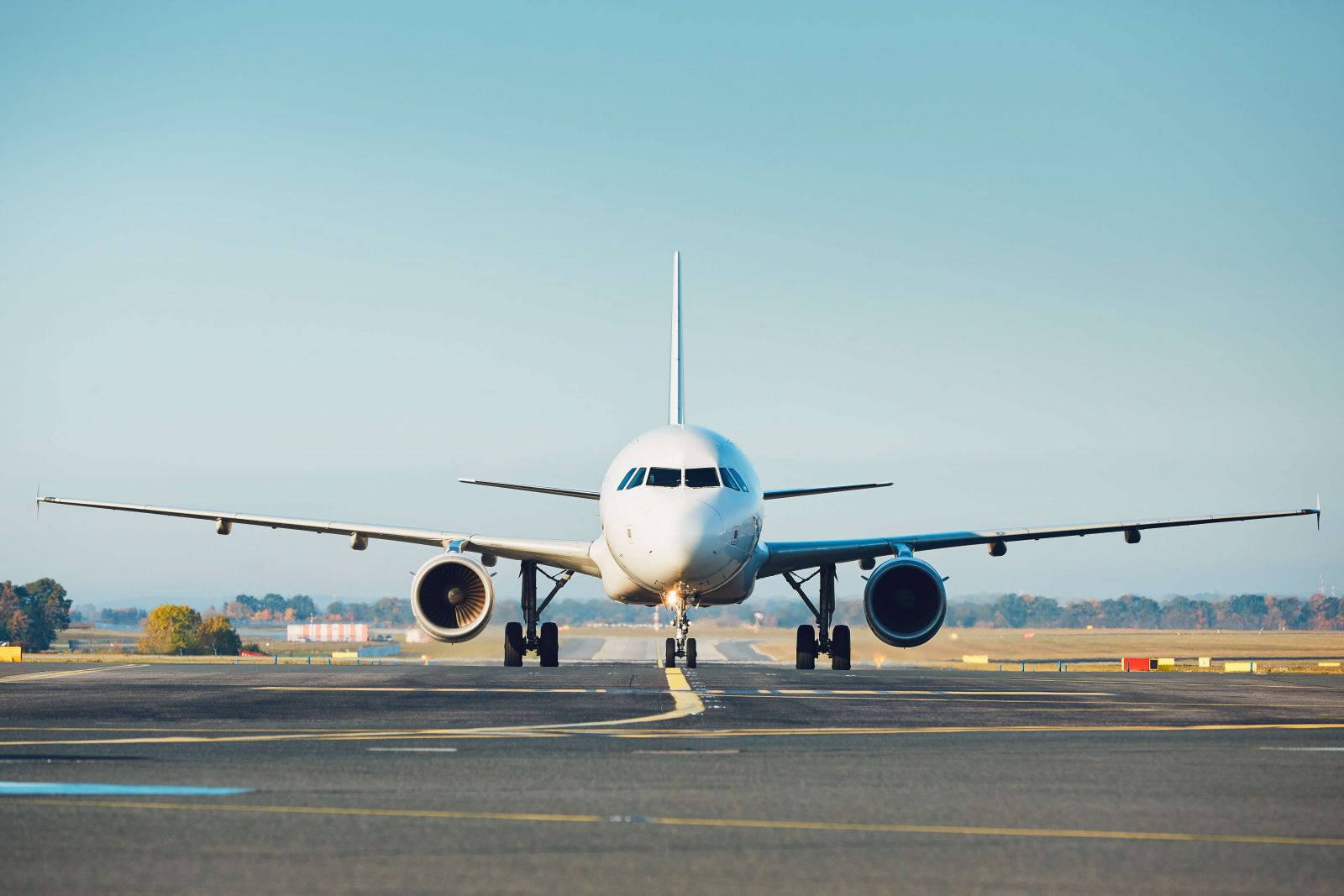 Airplane taxiing to the runway.