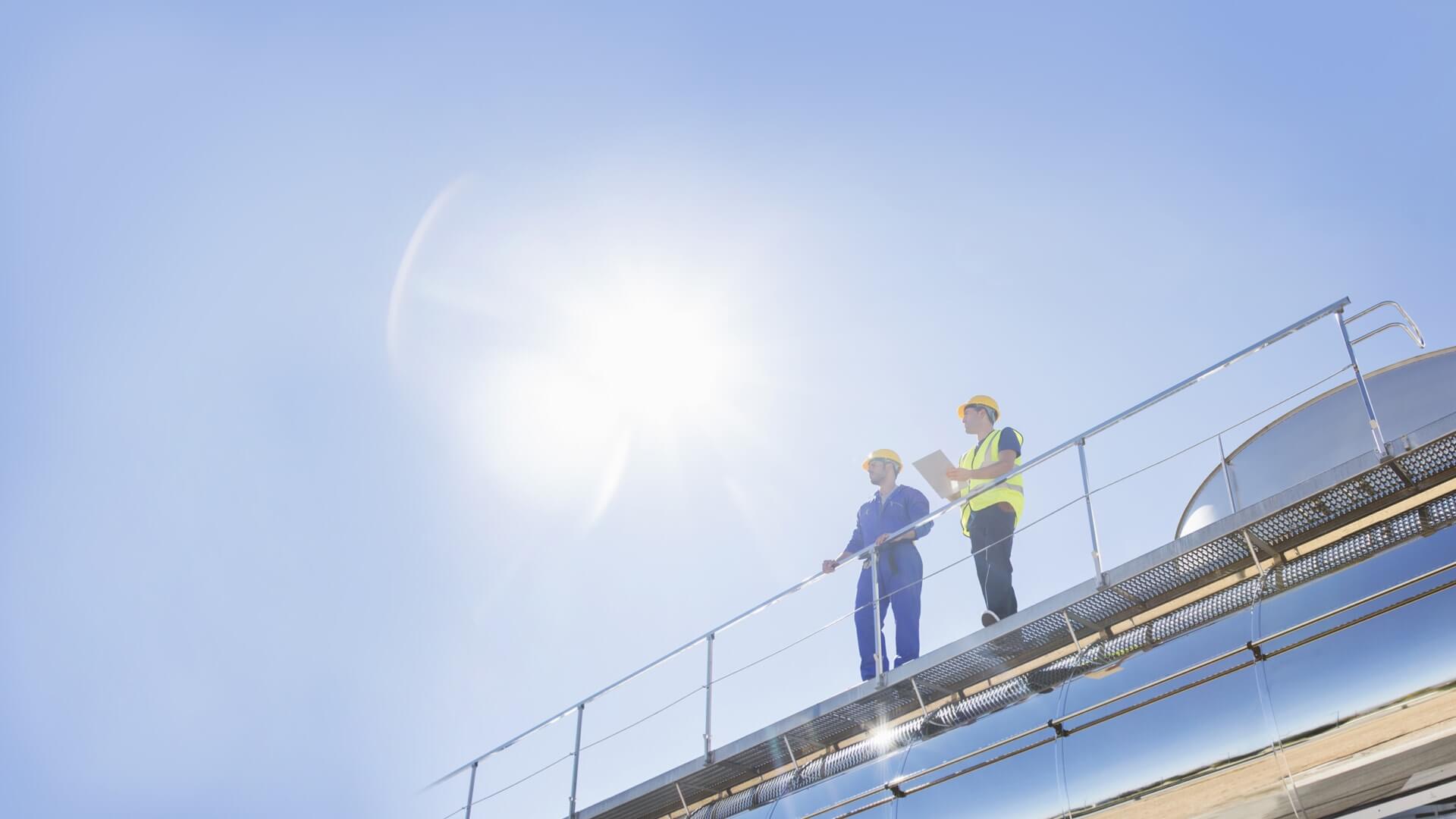 Two workers at fuel terminal